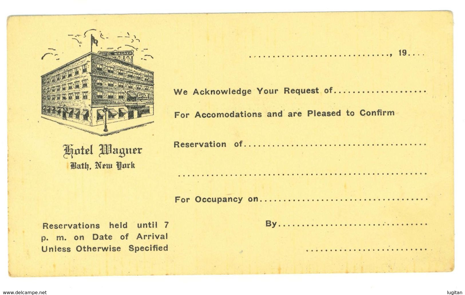 INTERO POSTALE STATI UNITI - 1 CENT - HOTEL WAGNER - PUBBLICITARIO - NON VIAGGIATO - NEW YORK - ...-1900