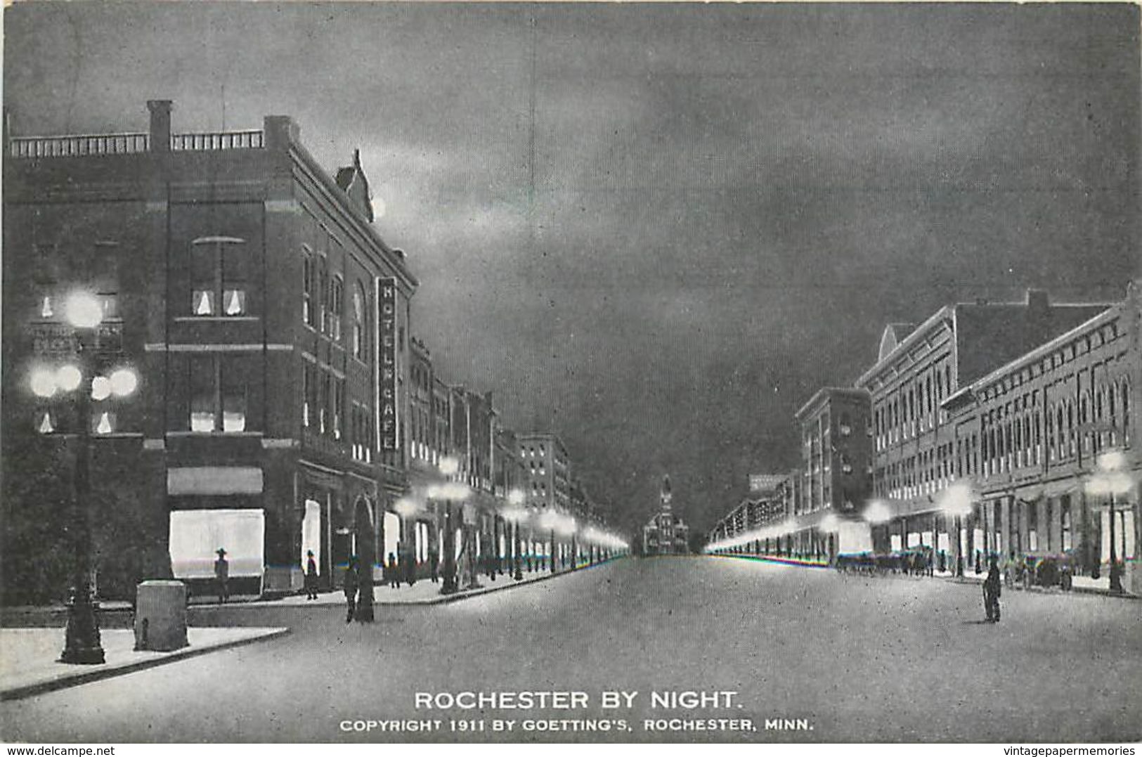 277373-Minnesota, Rochester, Street Scene, Business Section, Night Scene, Goetting's 1911 By Hack & Wegner Printing - Rochester