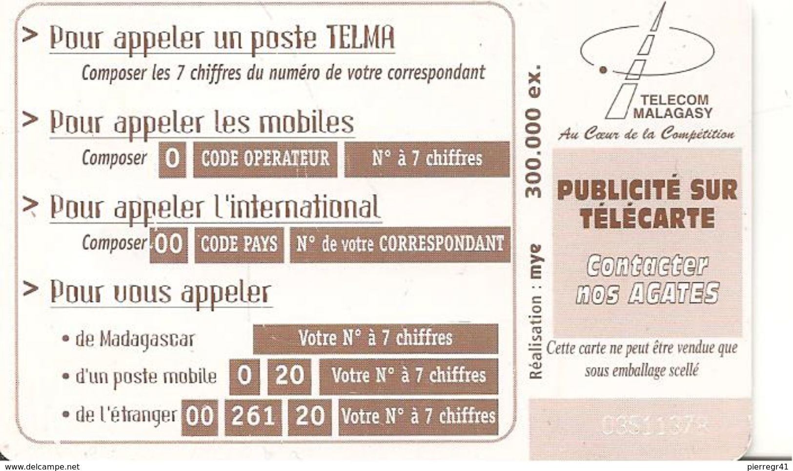 CARTE-PUCE-25U--SC7-MADAGASCAR-PLAQUE NUMERIQUE-ENFANT-300000Ex-UTILISE-BE - Madagaskar