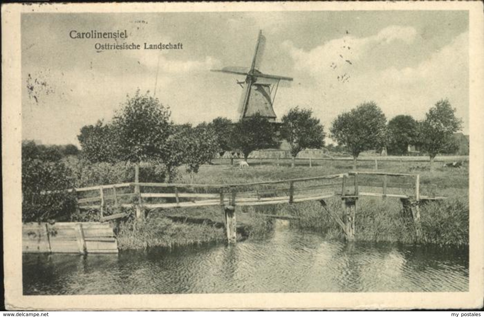 41251198 Carolinensiel Ostfriesland Windmuehle Steg Teich Wittmund - Wittmund