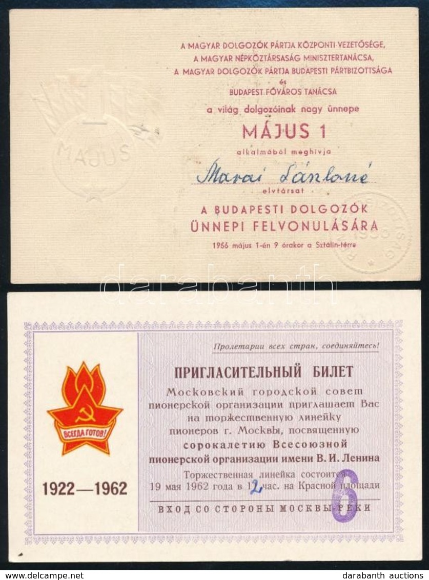 1956, 1962 2 Db Tribünjegy, Egyik Május Elsejei ünnepségre - Zonder Classificatie
