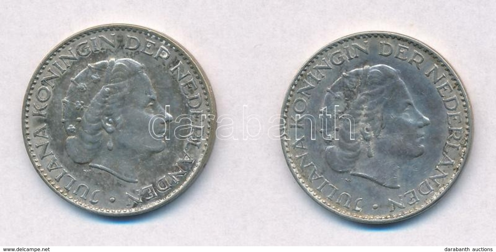 Hollandia 1957. 1G Ag 'Julianna' (2x) T:2
Netherlands 1957. 1 Gulden 'Juliana' (2x) C:XF - Zonder Classificatie