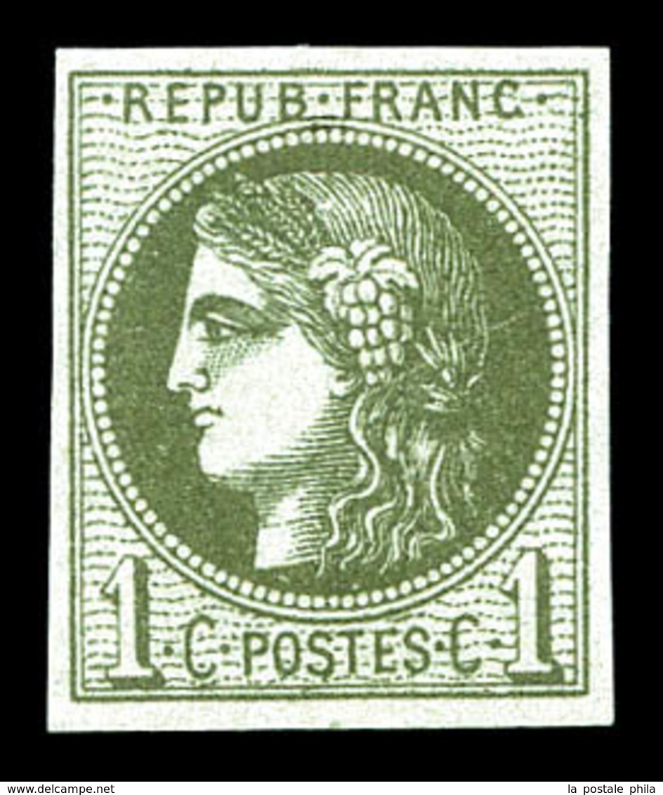 ** N°39A, 1c Olive Report 1, Fraîcheur Postale, SUP (certificat)   Qualité: ** - 1870 Bordeaux Printing