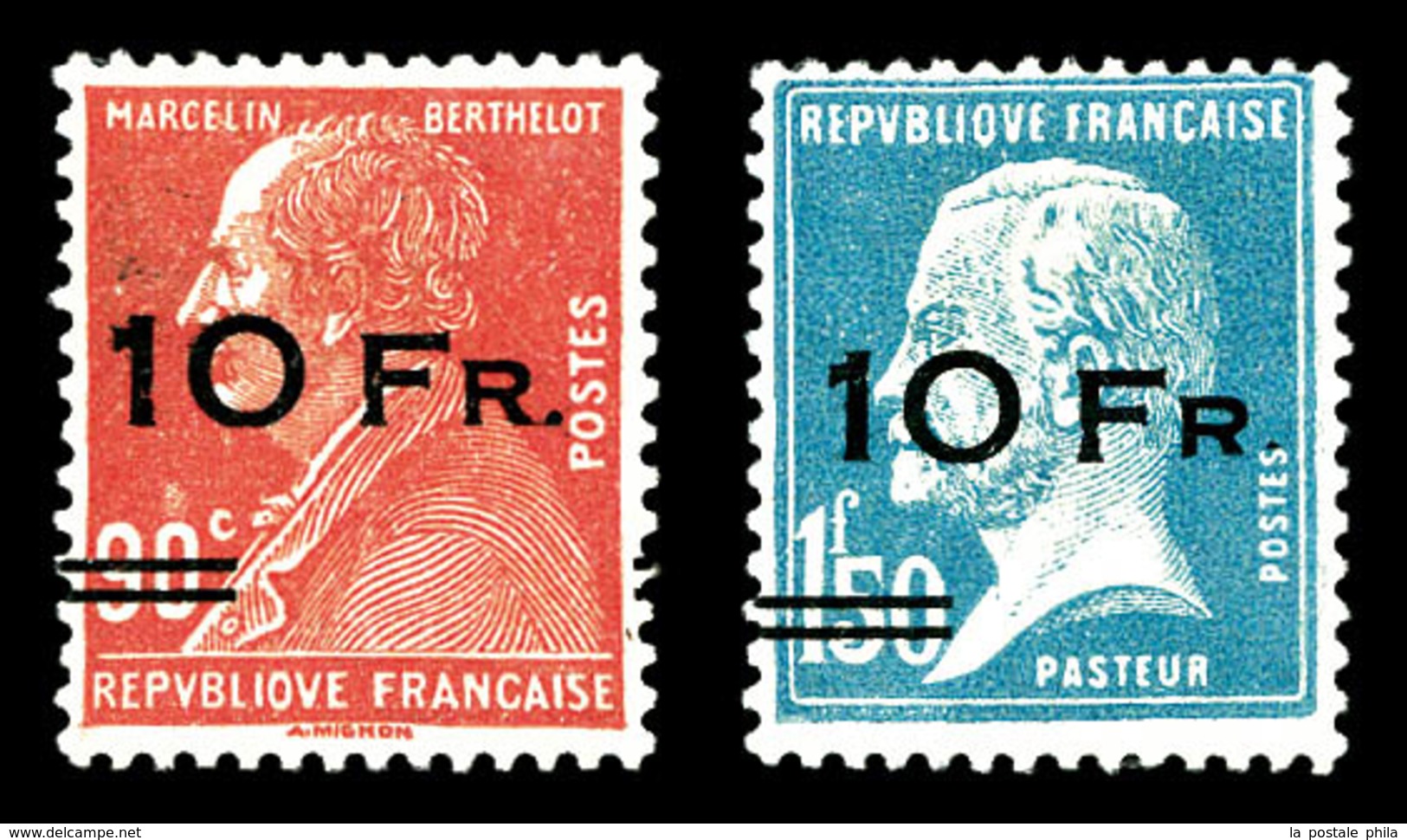 * N°3/4, Paire Berthelot Et Pasteur Surchargée à Bord Du Paquebot 'Ile De France', Grande Fraîcheur. SUP. R.R (signé Bru - 1927-1959 Mint/hinged