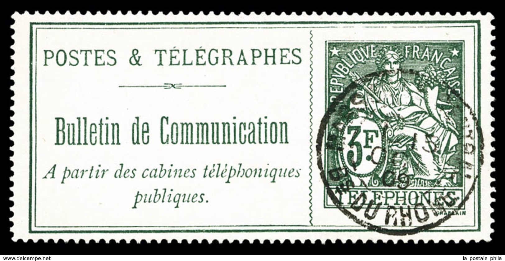 O N°30, 3f Vert, TTB (signé Calves/certificat)   Qualité: O   Cote: 920 Euros - Telegraphie Und Telefon