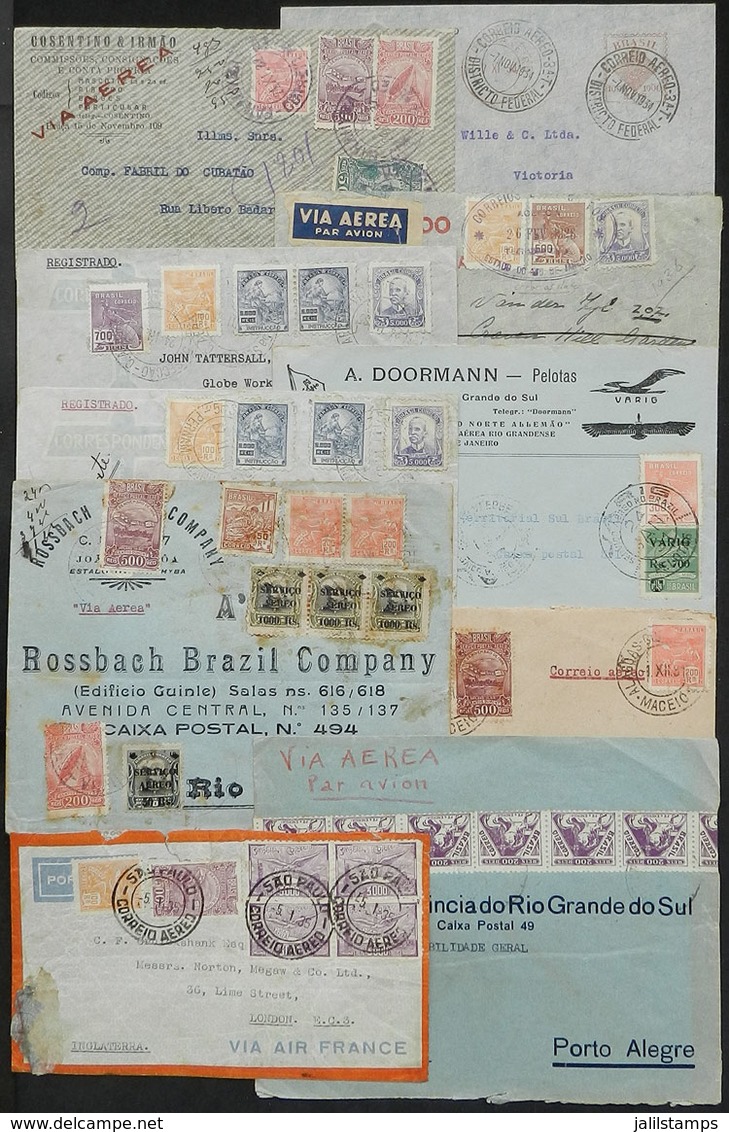 330 BRAZIL: 10 Airmail Covers Posted Between 1931 And 1937, Very Nice Postages, Fine To VF Quality! - Andere & Zonder Classificatie