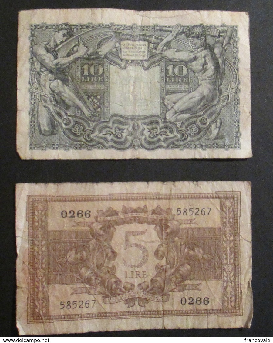 Italia Biglietto Di Stato 1944 Luogotenenza 10 Lire Giove E 5 Lire Atena Elmata - Biglietti Di Stato