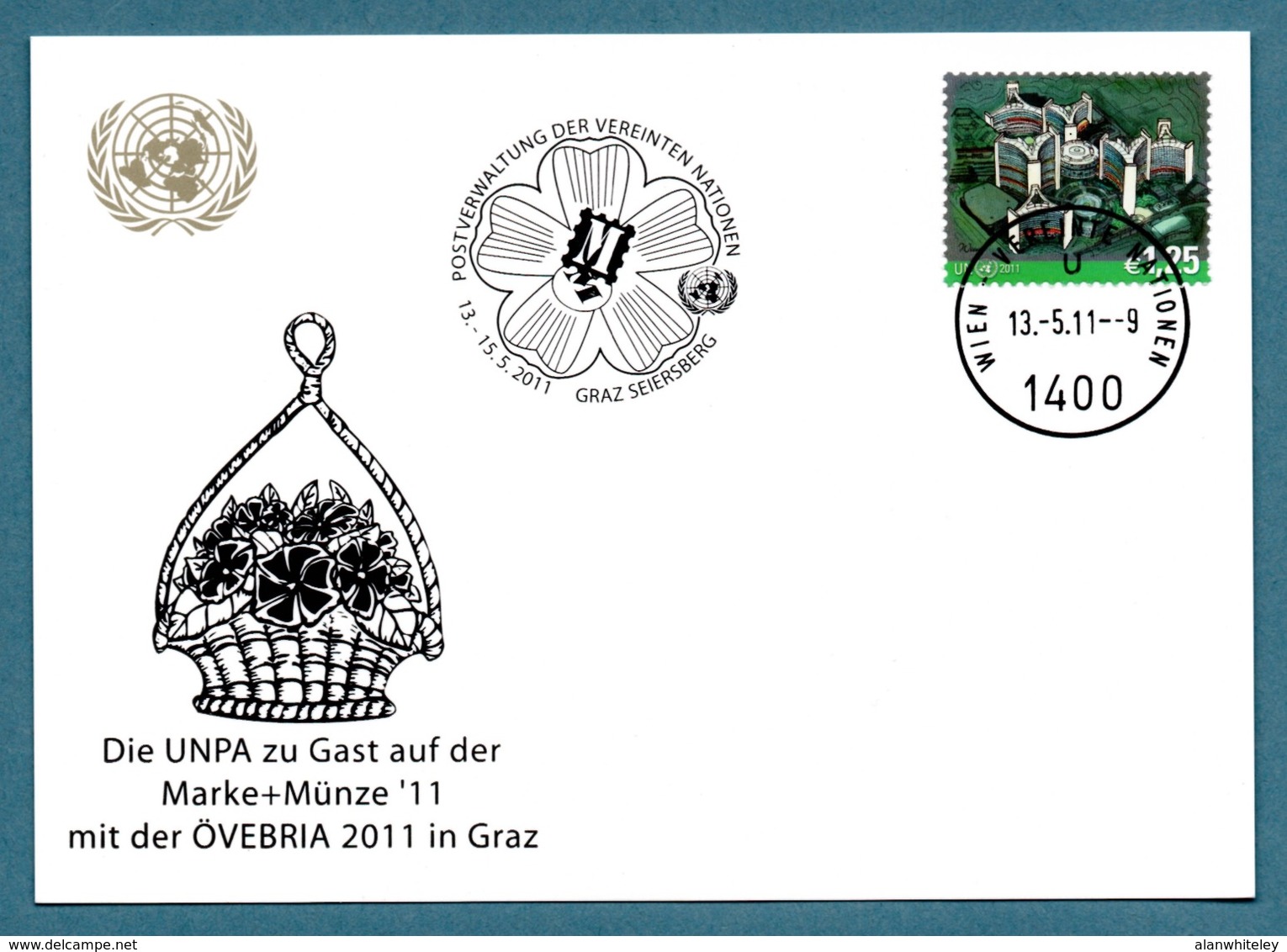 UNITED NATIONS (VIENNA) 2011 Definitive EUR1.25 / ÖVEBRIA '11 : Exhibition Card CANCELLED - Lettres & Documents