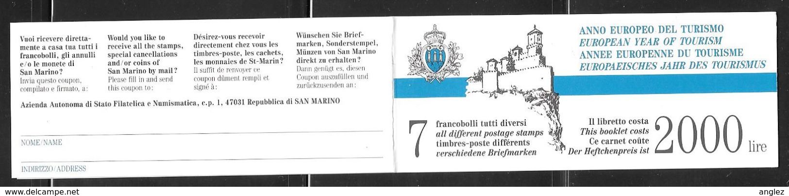 San Marino - 1990 2000Lire Stamp Booklet - European Tourism Year Se Tenant - MNH - Postzegelboekjes