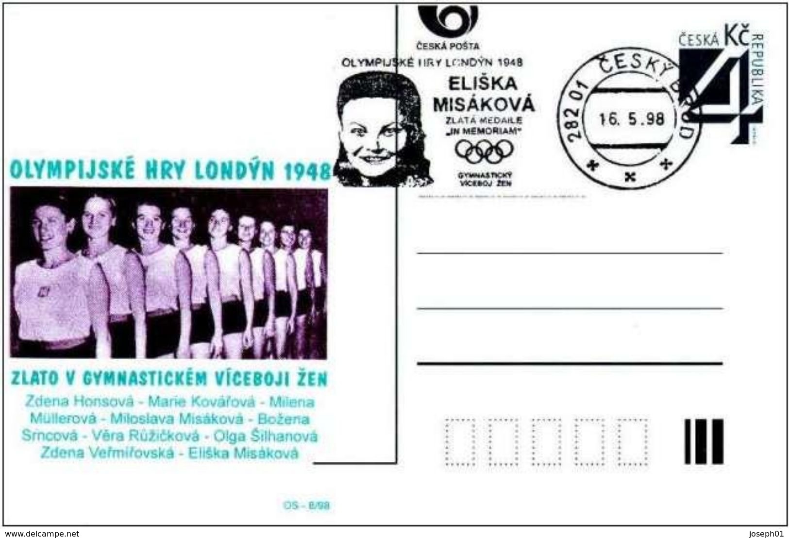 Czech Republic (98-08) - Czech Olympic Winner Gymnastic Olympic Games 1948 - Postcard - Ete 1948: Londres