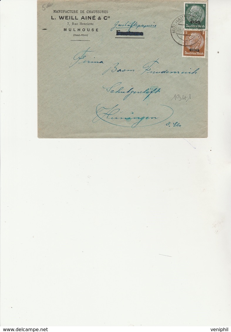 LETTRE ALSACE-LORRAINE AFFRANCHIE N° 8 ET 11 - OBLITERATION MULHAUSEN 1941 - Briefe U. Dokumente