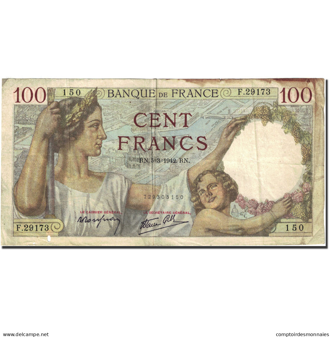 France, 100 Francs, 100 F 1939-1942 ''Sully'', 1939, 1942-03-05, TB - 100 F 1939-1942 ''Sully''