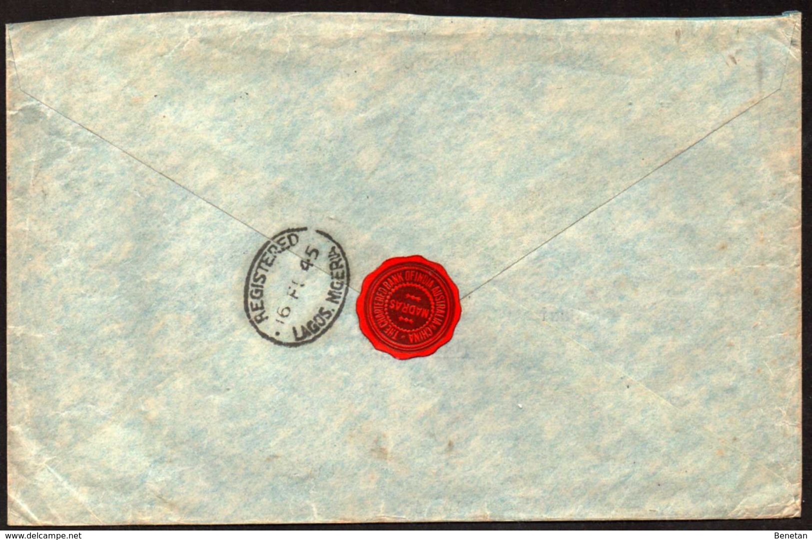 British India To Nigeria Censored Registered Airmail Cover 1-FEB-1945 - 1882-1885 Stellaland