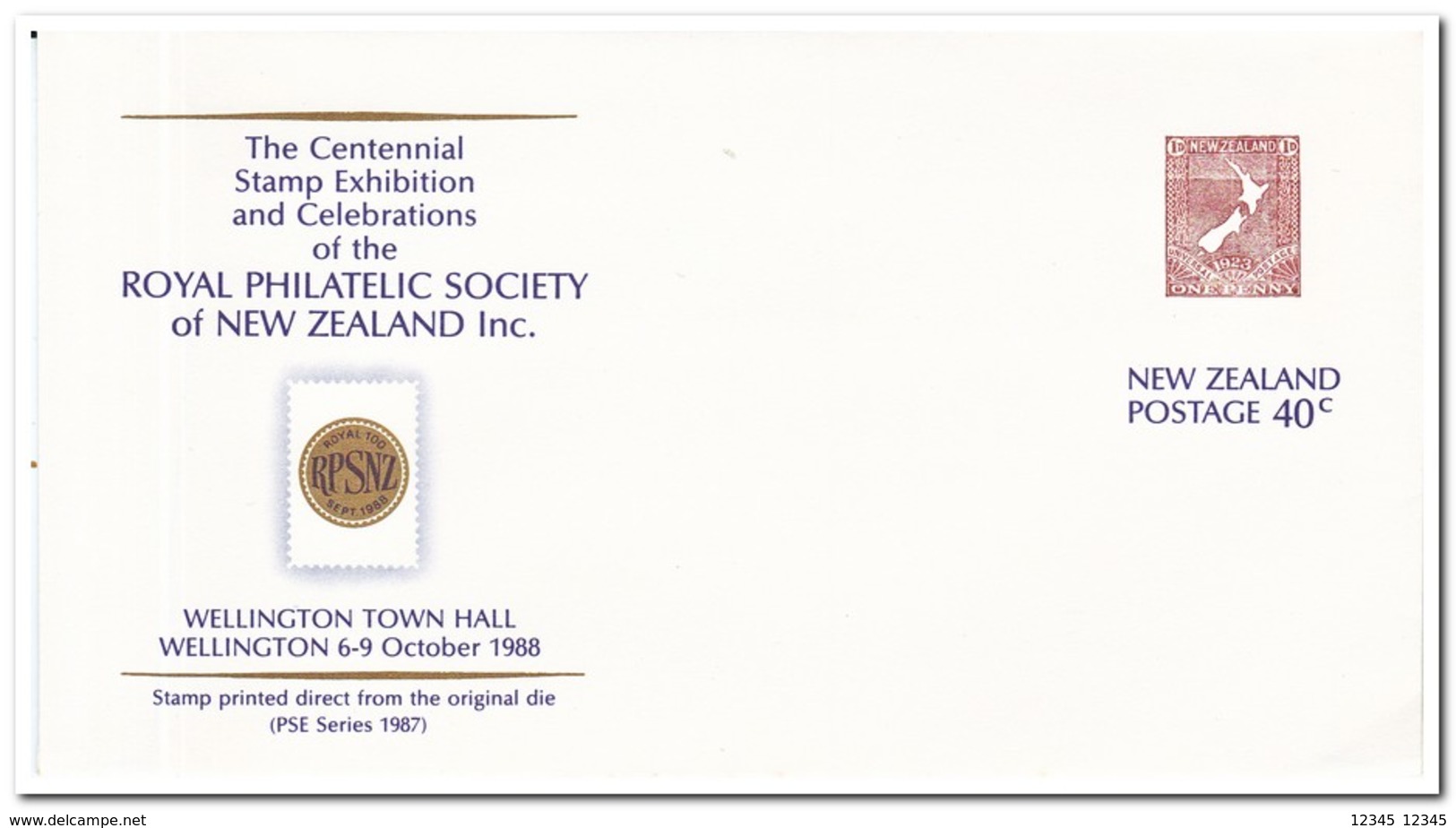 Nieuw Zeeland 1987, Prepaid Envelope, Royal Philatelic Society Of New Zealand - Postwaardestukken