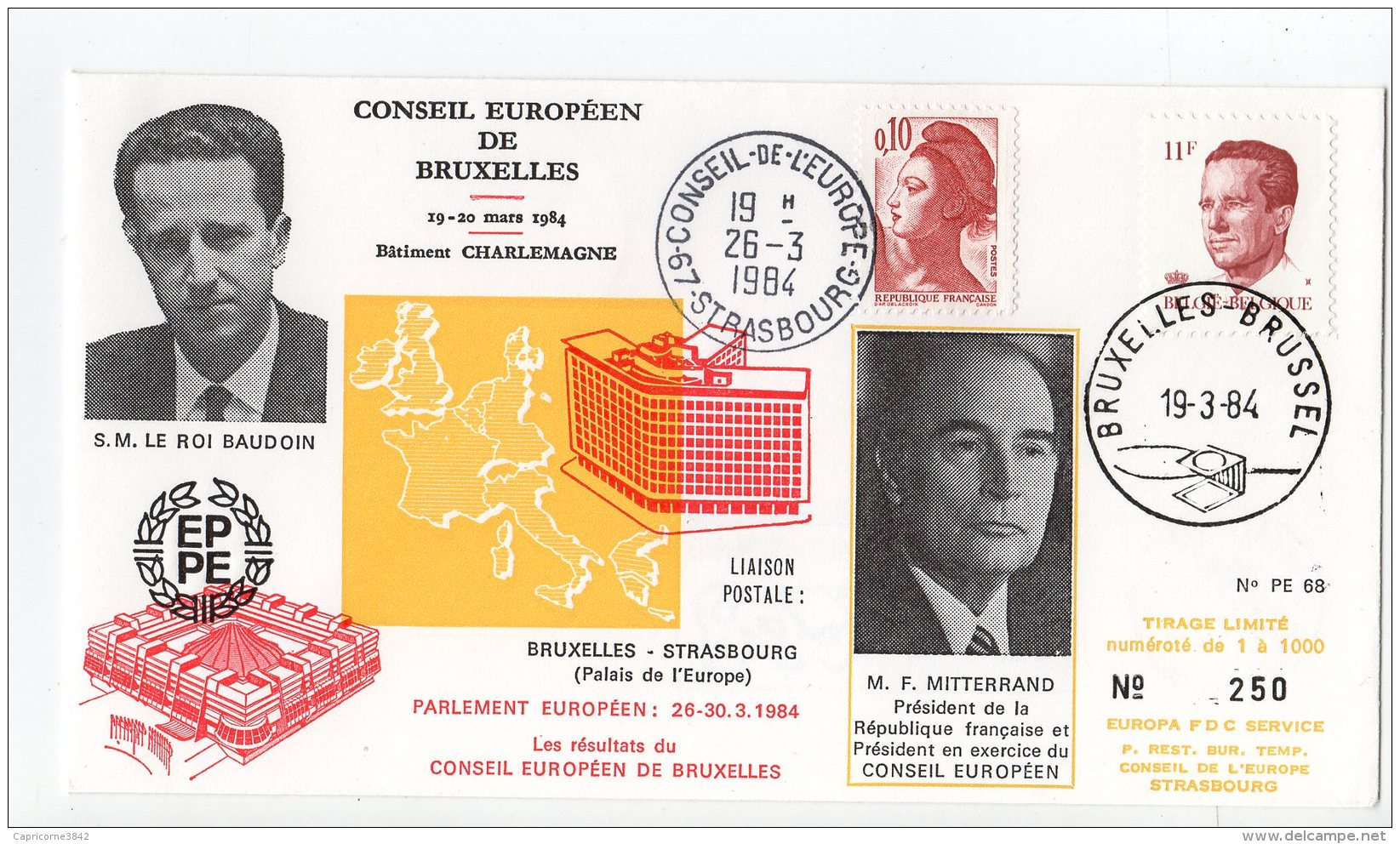 1984 -Conseil De L'Europe -Conseil Européen De Bruxelles - S.M. Le Roi BAUDOIN Et Mr MITTERRAND PdT Conseil Européen - European Community