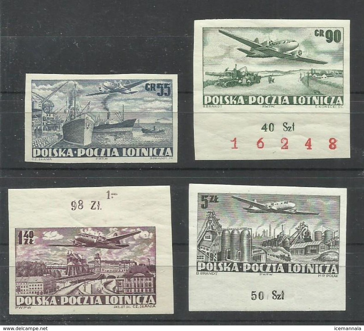 POLONIA  YVERT  AEREO  28/31   (SIN DENTAR)  MH   * - Unused Stamps