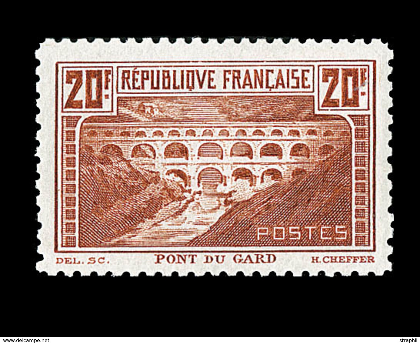 ** N°262B - 20F Pont Du Gard - Dent. 11 - Signé Brun - TB - Unused Stamps