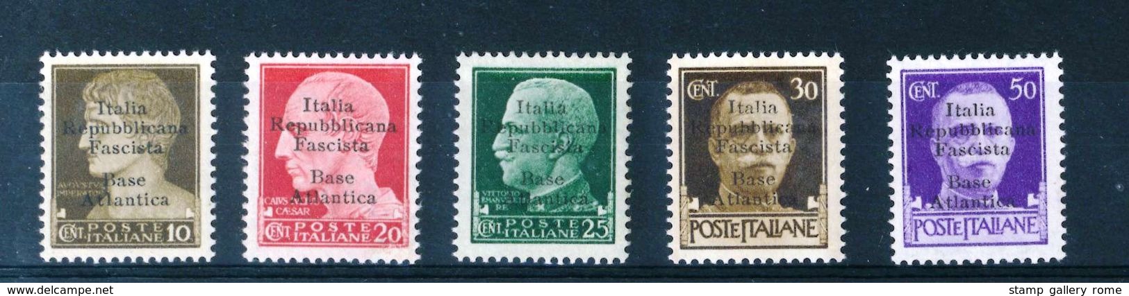 Repubblica Sociale BASE ATLANTICA  ANNO 1943 - POSTA MILITARE S.1 - SASS. 6 + 8/11 - NUOVI GOMMA INTEGRA MNH ** - Lokale/autonome Uitgaven