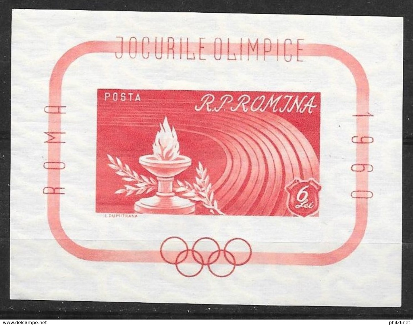 Roumanie Bloc Feuillet N°48  Jeux Olympiques De Rome  Neuf * * TB = MNH  VF     - Sommer 1960: Rom