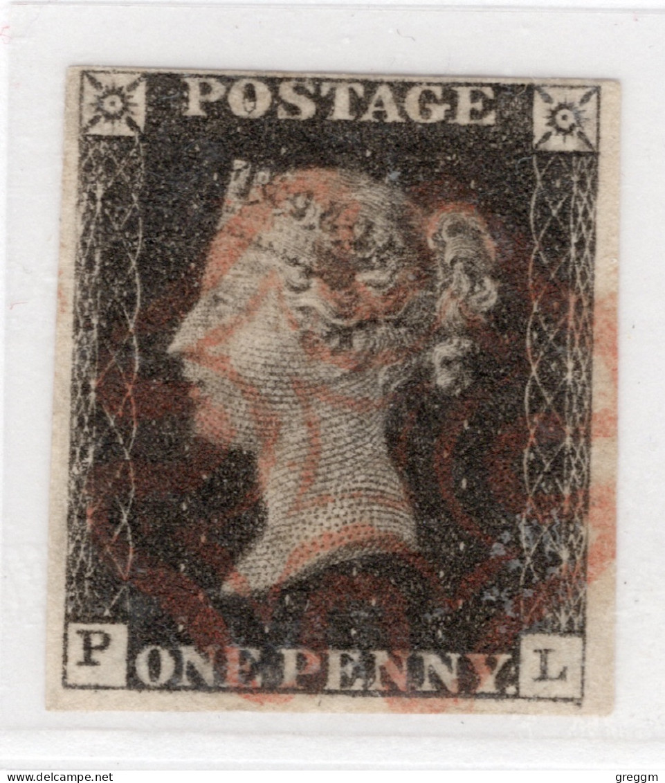 GB Queen Victoria 1840 Four Margin Penny Black.  This Stamp Is In Very Fine Used Condition. - Used Stamps