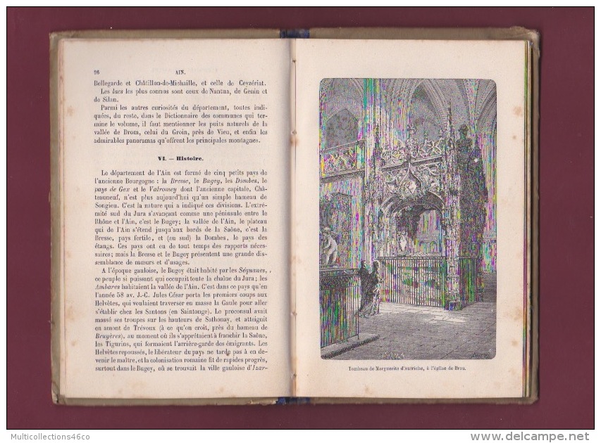 080218A REGIONALISME - 1890 Géographie De L'AIN Gravures Et Carte - Adolphe JOANNE - Rhône-Alpes