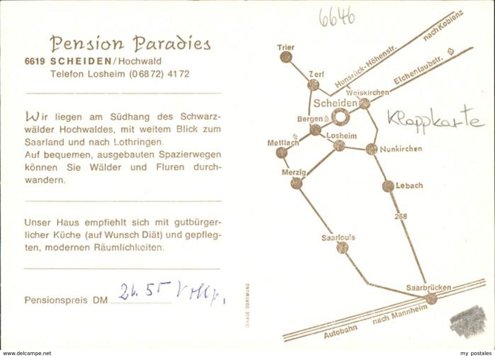 41254086 Scheiden Pension Paradies Klappkarte Scheiden - Losheim