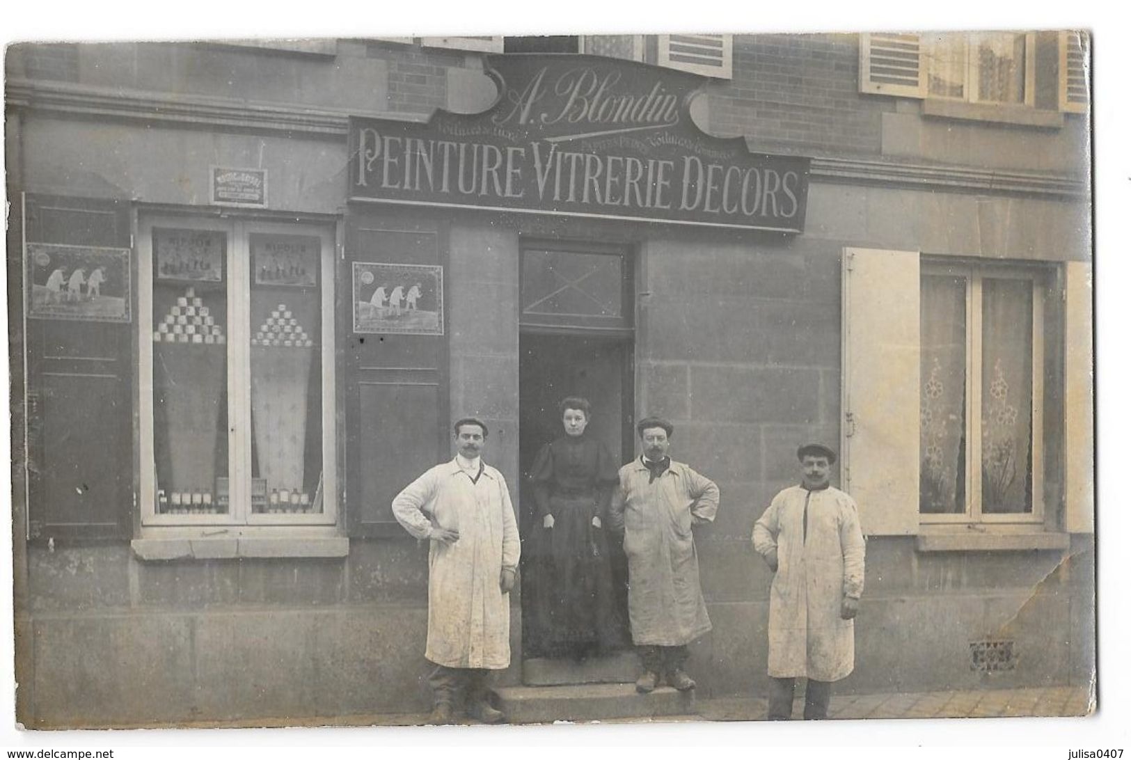 VIARMES (95) Carte Photo Devanture Magasin Peinture Vitrerie Décors Blondin Animation - Viarmes