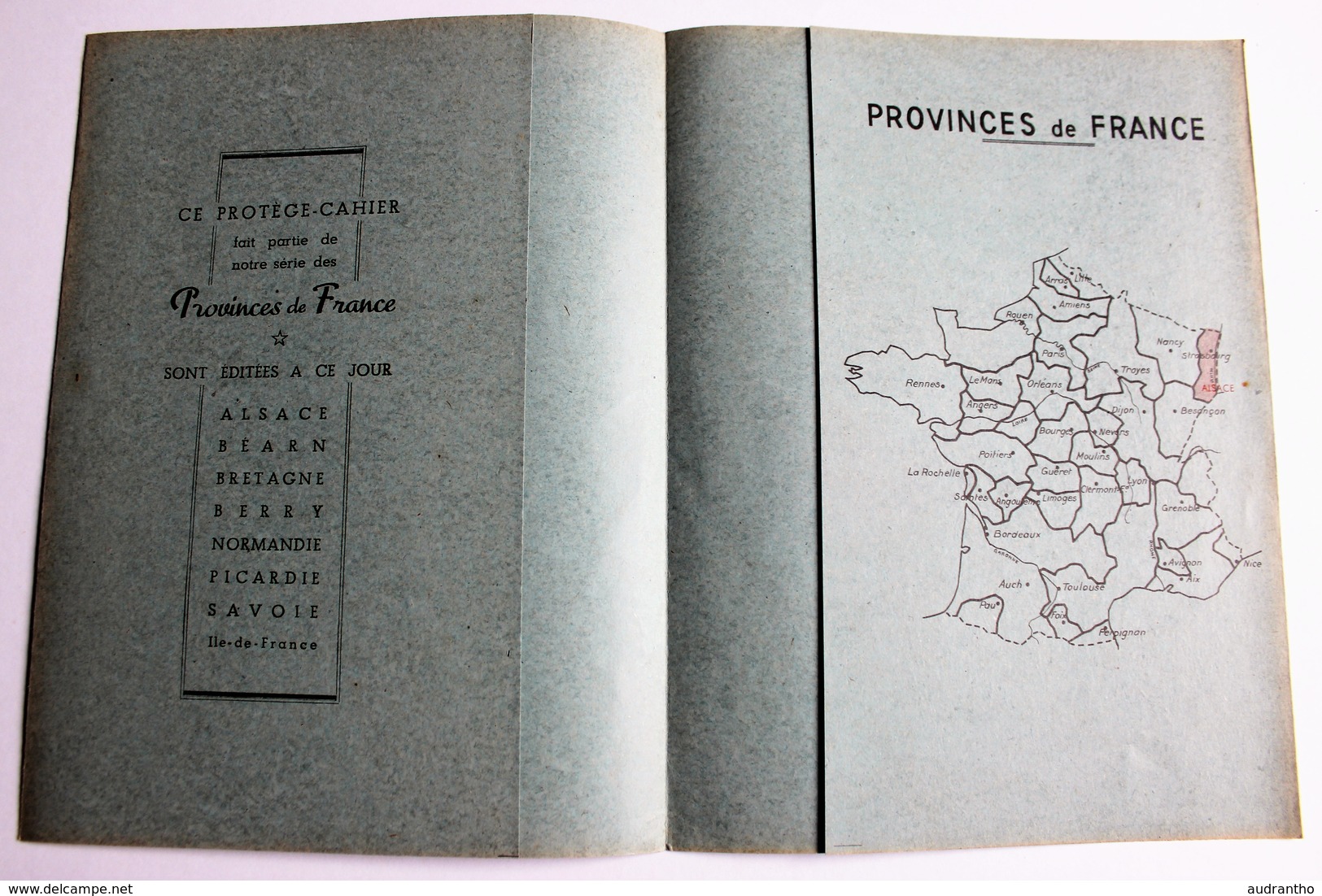 Ancien Protège Cahier écolier Alsace Provinces De France Saverne Haguenau Selestat Murbach Thann Colmar - A