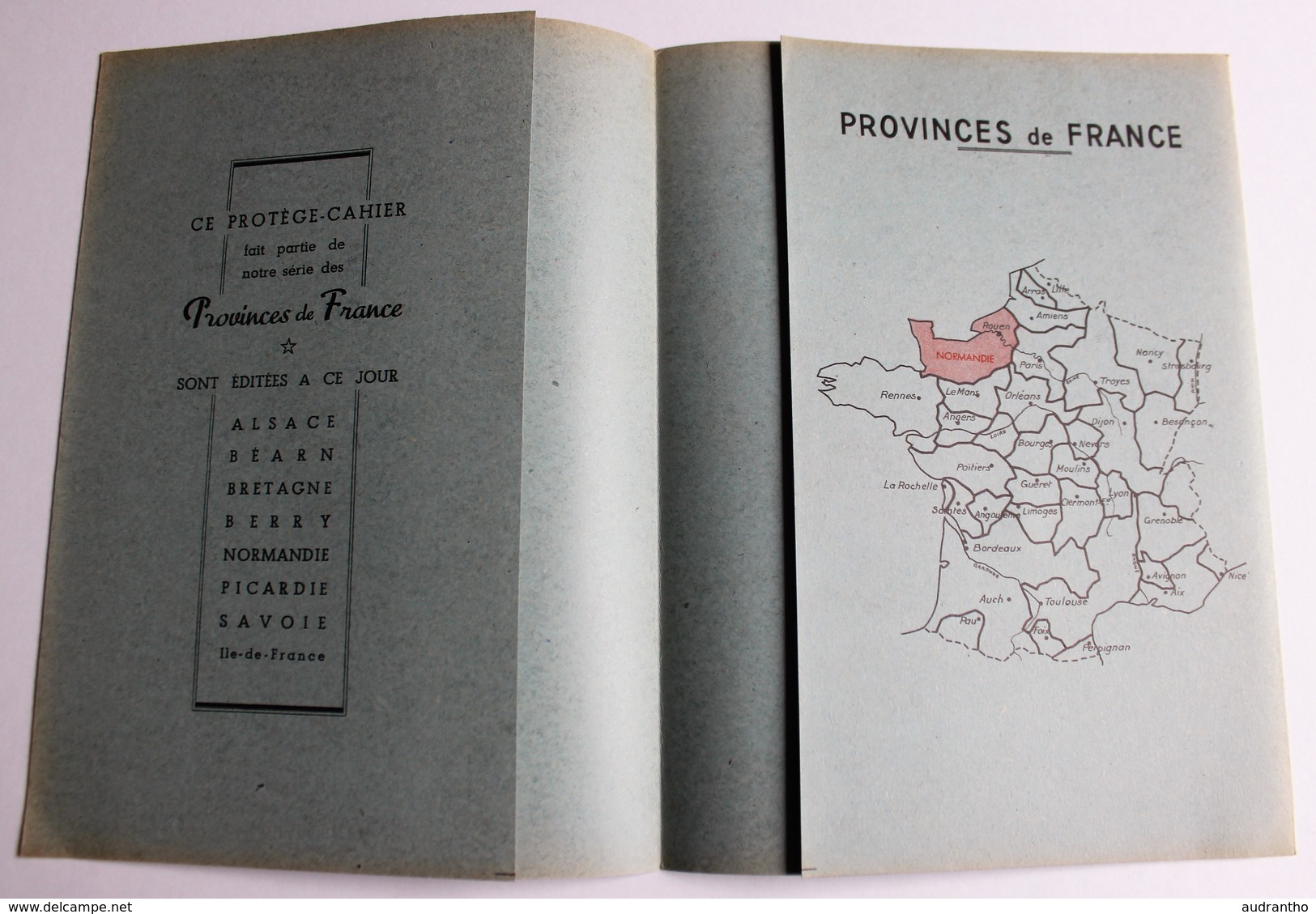 Ancien Protège Cahier écolier Normandie Provinces De France Isigny Coutances Mortain Etretat Evreux Bayeux - A