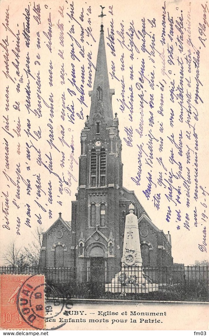 Auby église Monument Aux Morts - Auby