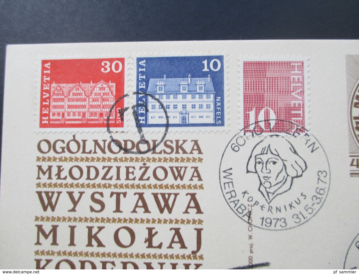 Polen 1973 Ganzsache Mit Sonderstempel Kopernikus Nach Basel Gesendet Und Mit Nachporto Belegt! T-Stempel T / 40 - Briefe U. Dokumente