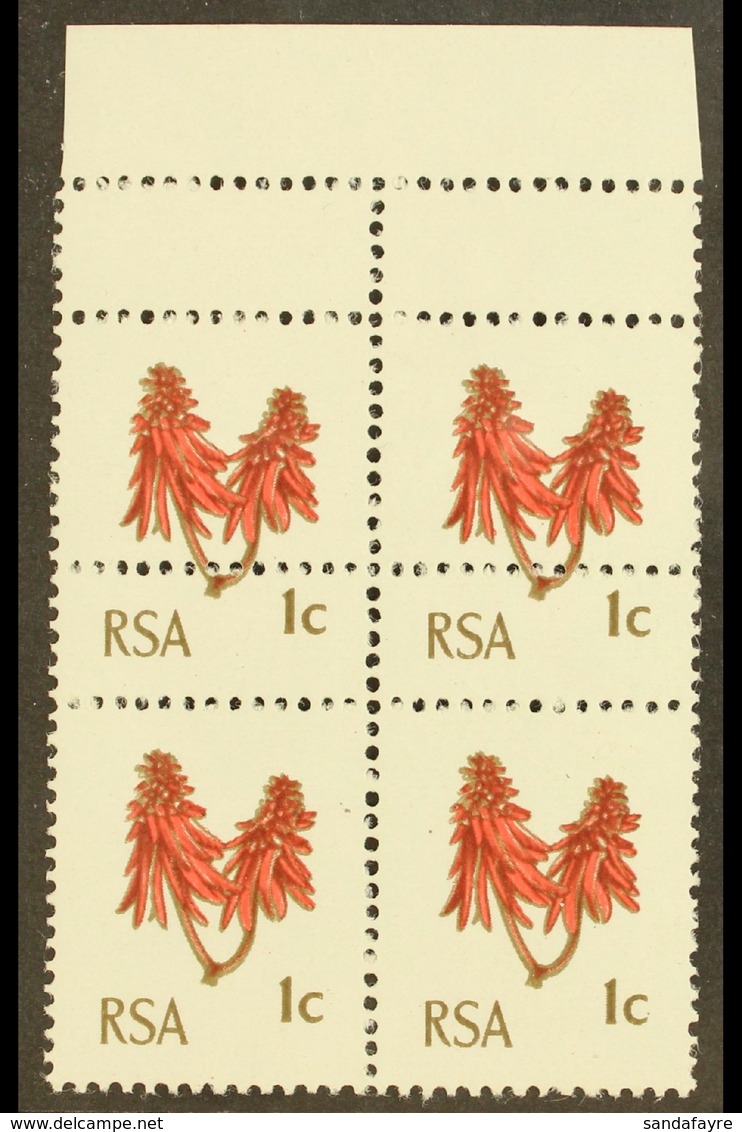 RSA VARIETY 1969 1c Rose-red & Olive-brown, Block Of 4 With EXTRA STRIKE OF COMB PERFORATOR, SG 277, Never Hinged Mint.  - Non Classés