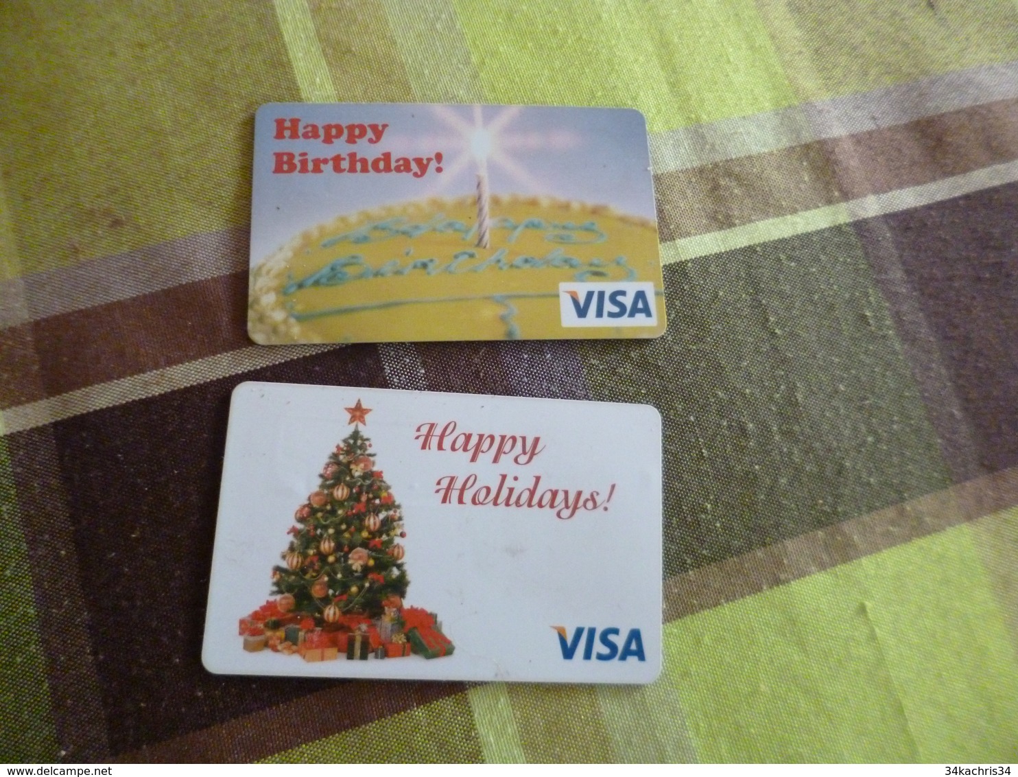 2 Cartes Visa Happy HollidaysBirthdays Incard Technologie - Other & Unclassified