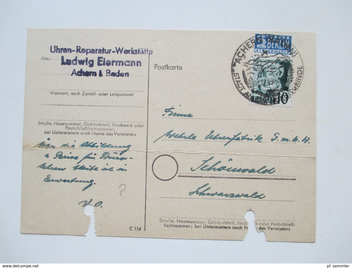 All. Besetzung Franz. Zone Baden 1949 Freimarken 9 Postkarten / Firmenkorrespondenz! MeF / EF / MiF