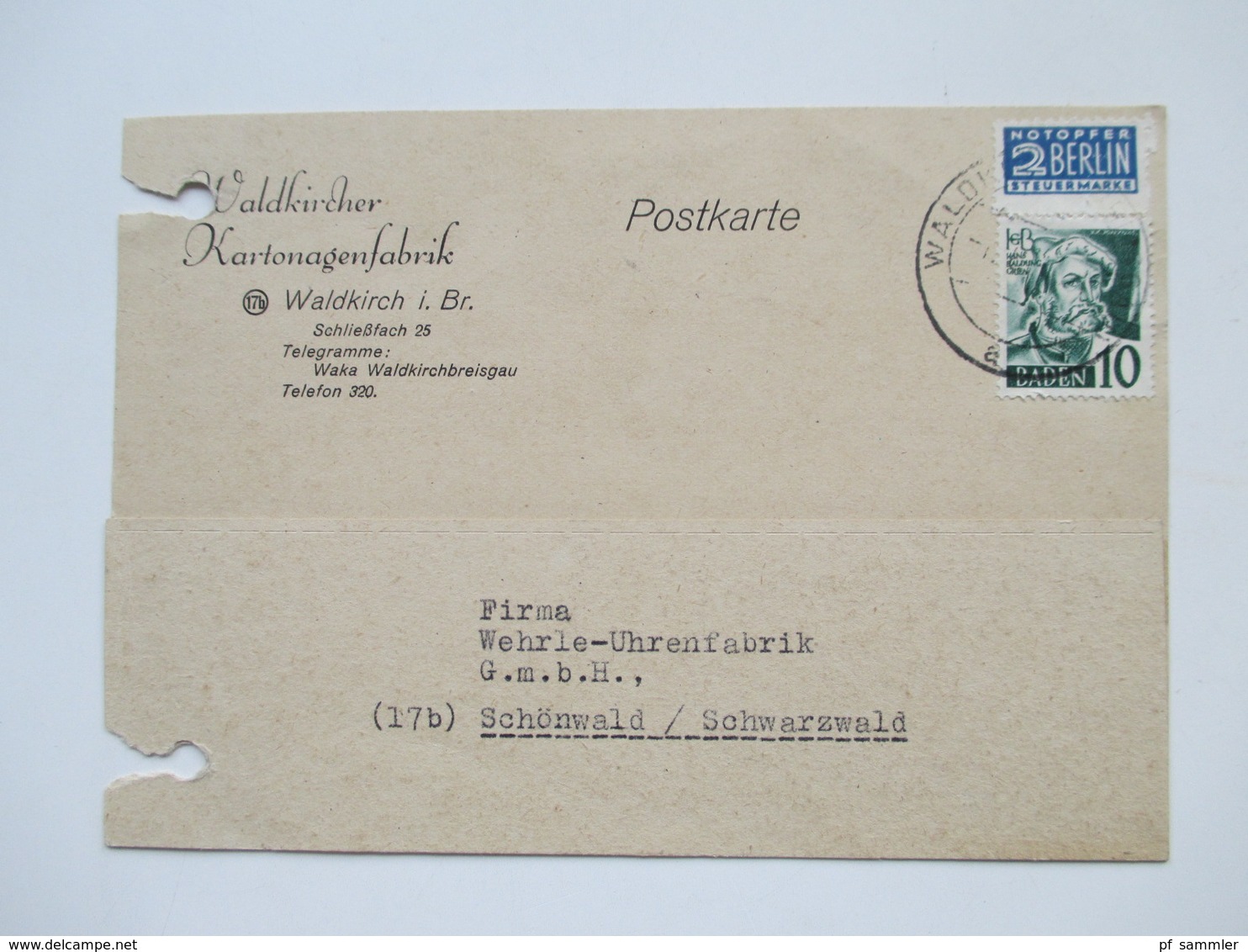 All. Besetzung Franz. Zone Baden 1949 Freimarken 9 Postkarten / Firmenkorrespondenz! MeF / EF / MiF