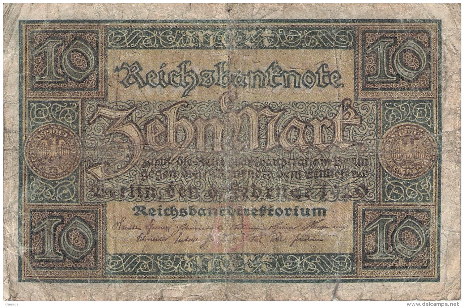 10 Mark Reichsbanknote M 3313027 - 10 Mark