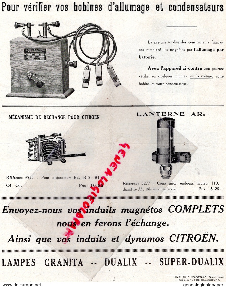 92- BOULOGNE BILLANCOURT- CATALOGUE MARCEL LEROUX- ELECTRICITE AUTO-AUTOMOBILE-9 RUE EGLISE-