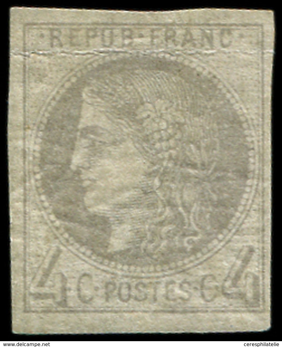 * EMISSION DE BORDEAUX 41A   4c. Gris, R I, Pos. 9, Fort Pli, Aspect TB, Certif. Scheller - 1870 Emissione Di Bordeaux