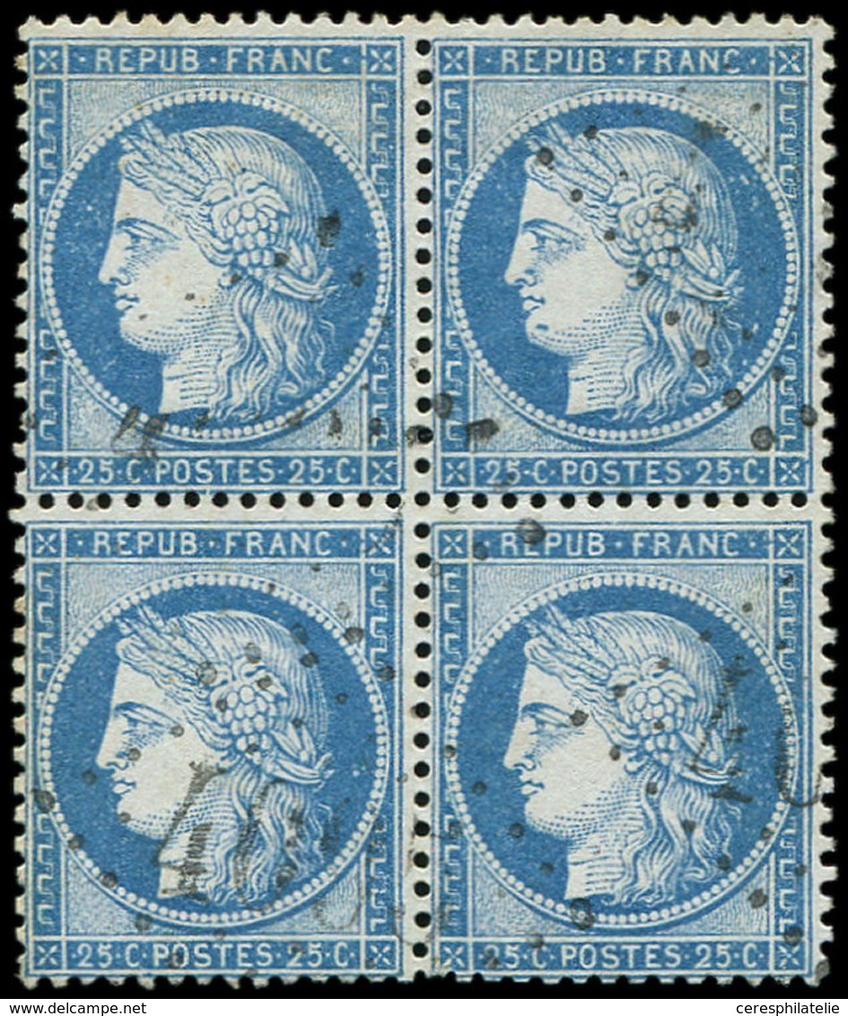 CERES DENTELE 60B  25c. Bleu, T II, BLOC De 4 Obl. GC 409(8), Frappe Légère, TTB - 1849-1876: Periodo Classico