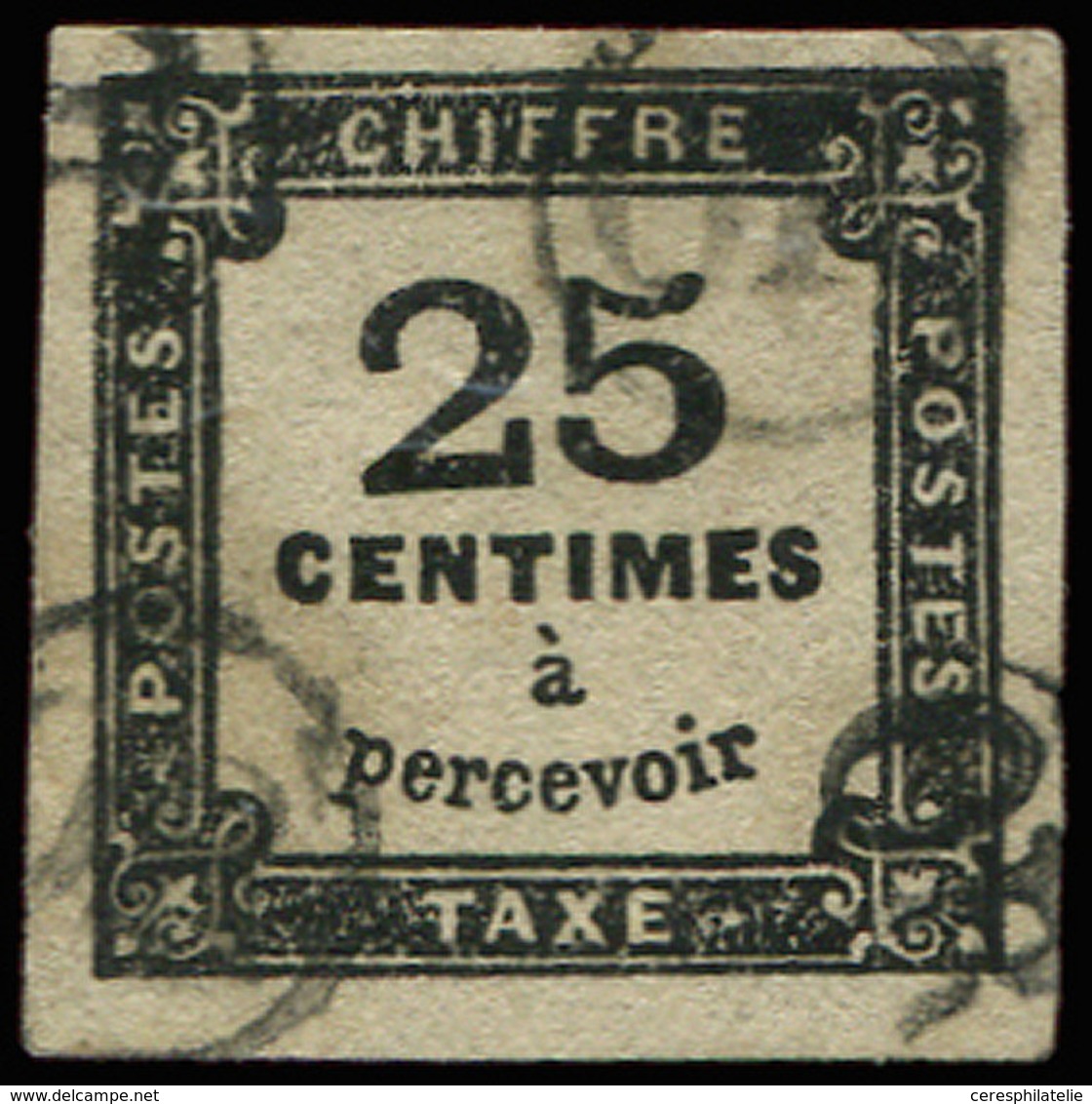 TAXE 5A  25c. Noir, T II, Obl. OR, TB - 1859-1959 Usati