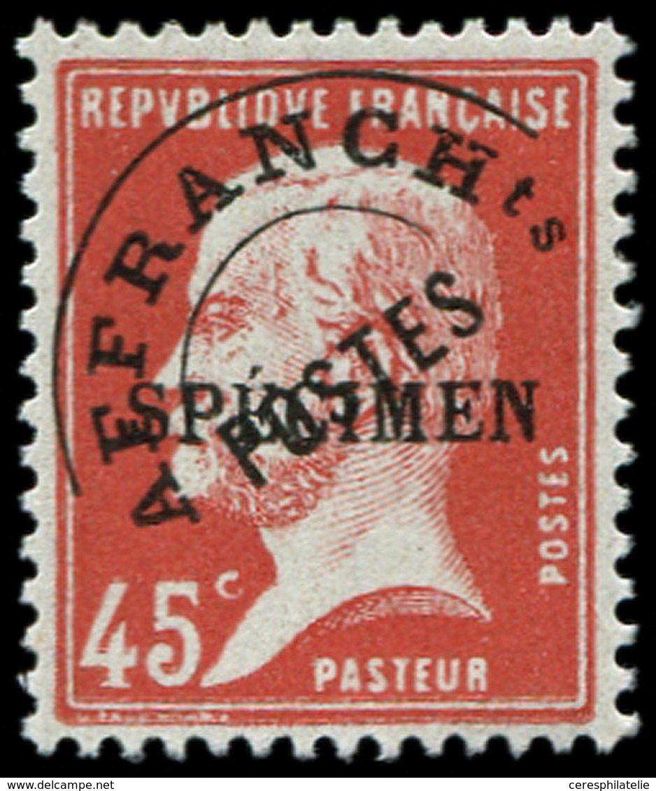 ** COURS D'INSTRUCTION Préo 67-CI 1 Pasteur, 45c. Rouge, Surch. SPECIMEN, TB - Corsi Di Istruzione