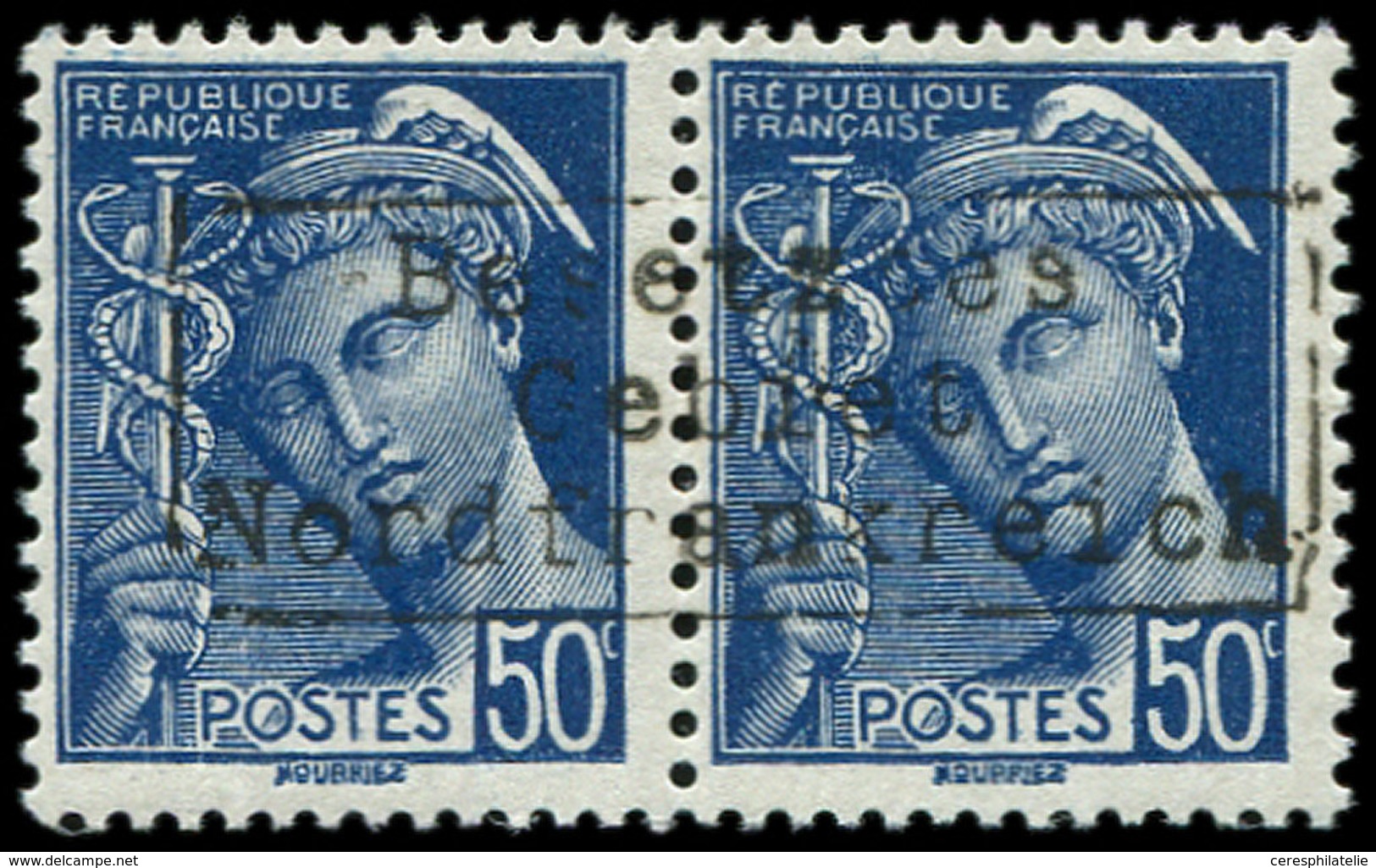 * Spécialités Diverses GUERRE COUDEKERQUE Poste N°414A : 50c. Bleu, Tous PAIRE, TB. Br - Francobolli Di Guerra