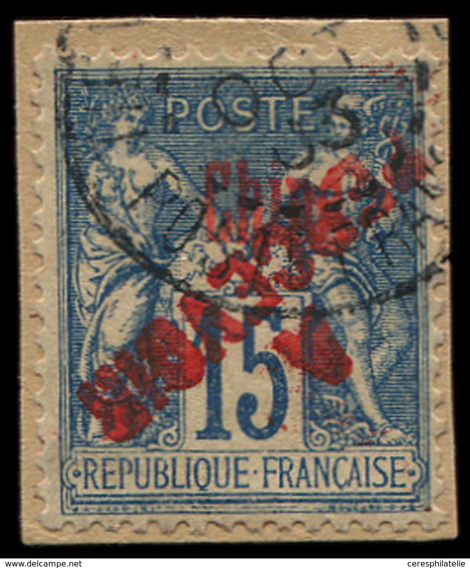 CHINE Taxe 15 : 15c. Bleu, Surch. Rouge RENVERSEE, Obl. S. Fragt, TB - Other & Unclassified