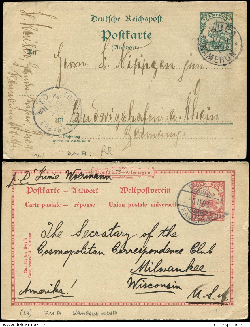 Let Cameroun Allemand, 2 CP Entiers Réponses Obl., TB - Collections (with Albums)