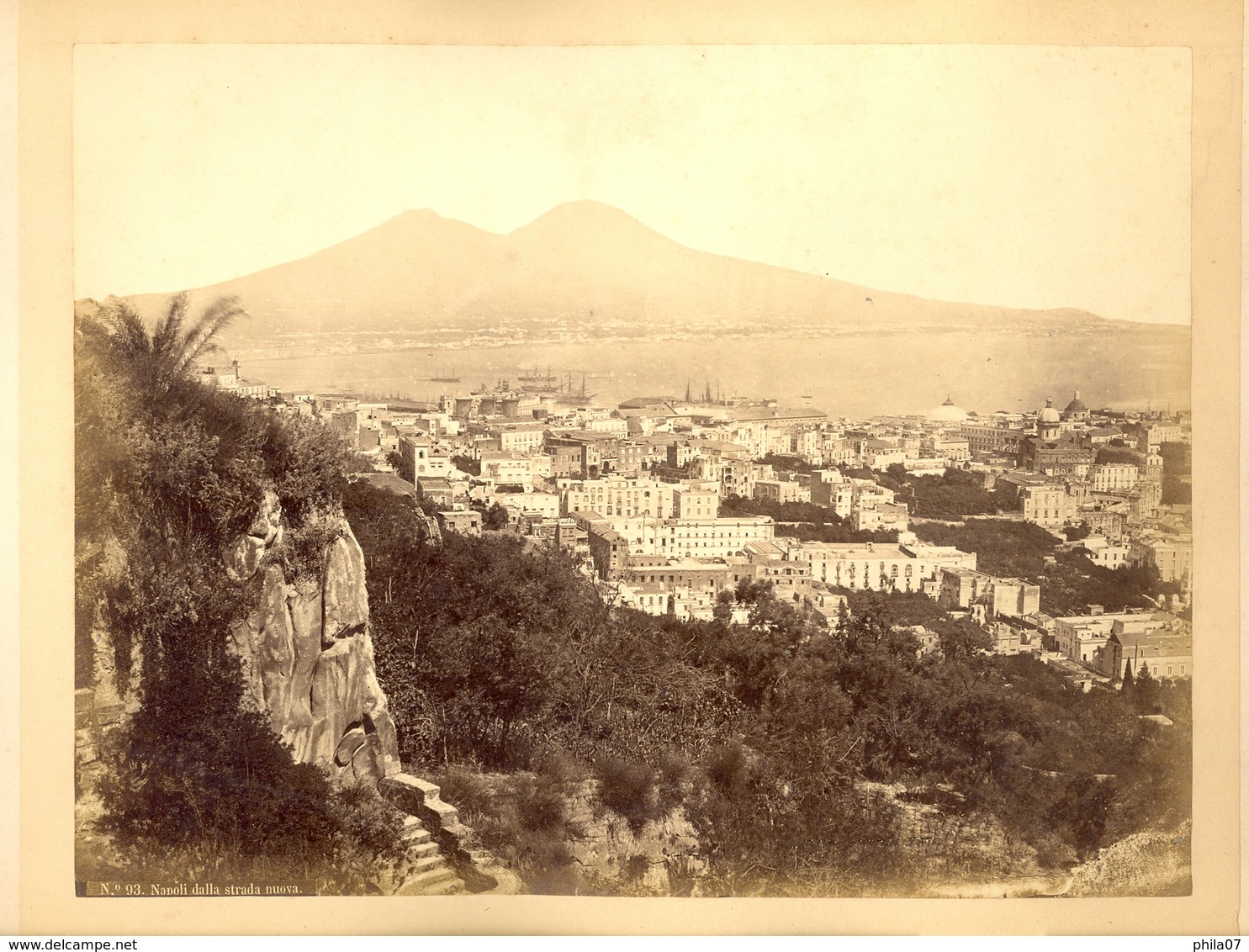 Italy - N. 93, Napoli Dalla Strada Nuova, Photo Dimension Cca 25,7x19,7cm / 3 Scans - Alte (vor 1900)