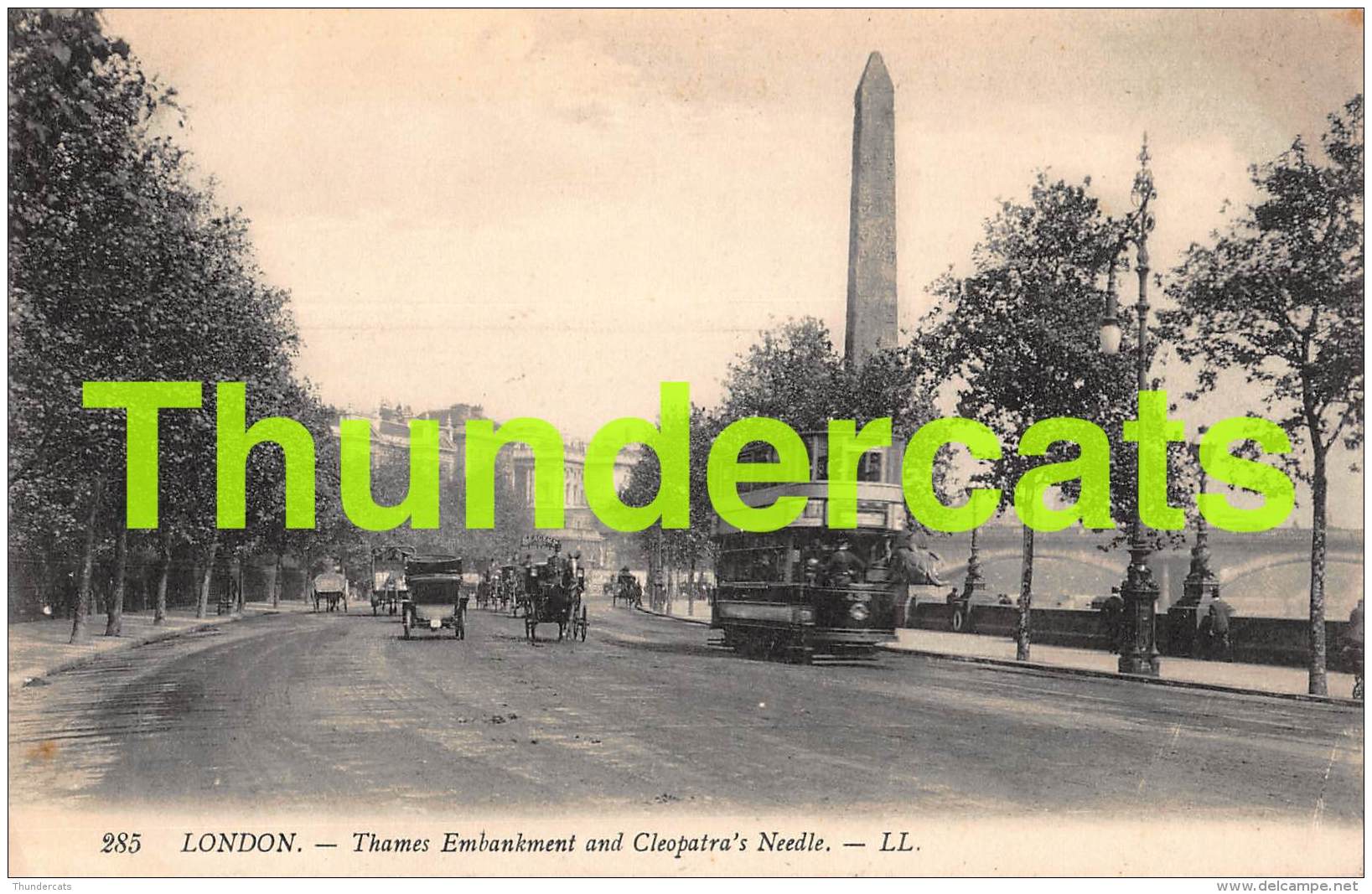 CPA LONDON SERIE LL  THAMES EMBANKMENT AND CLEOPATRA'S NEEDLE TRAM - River Thames