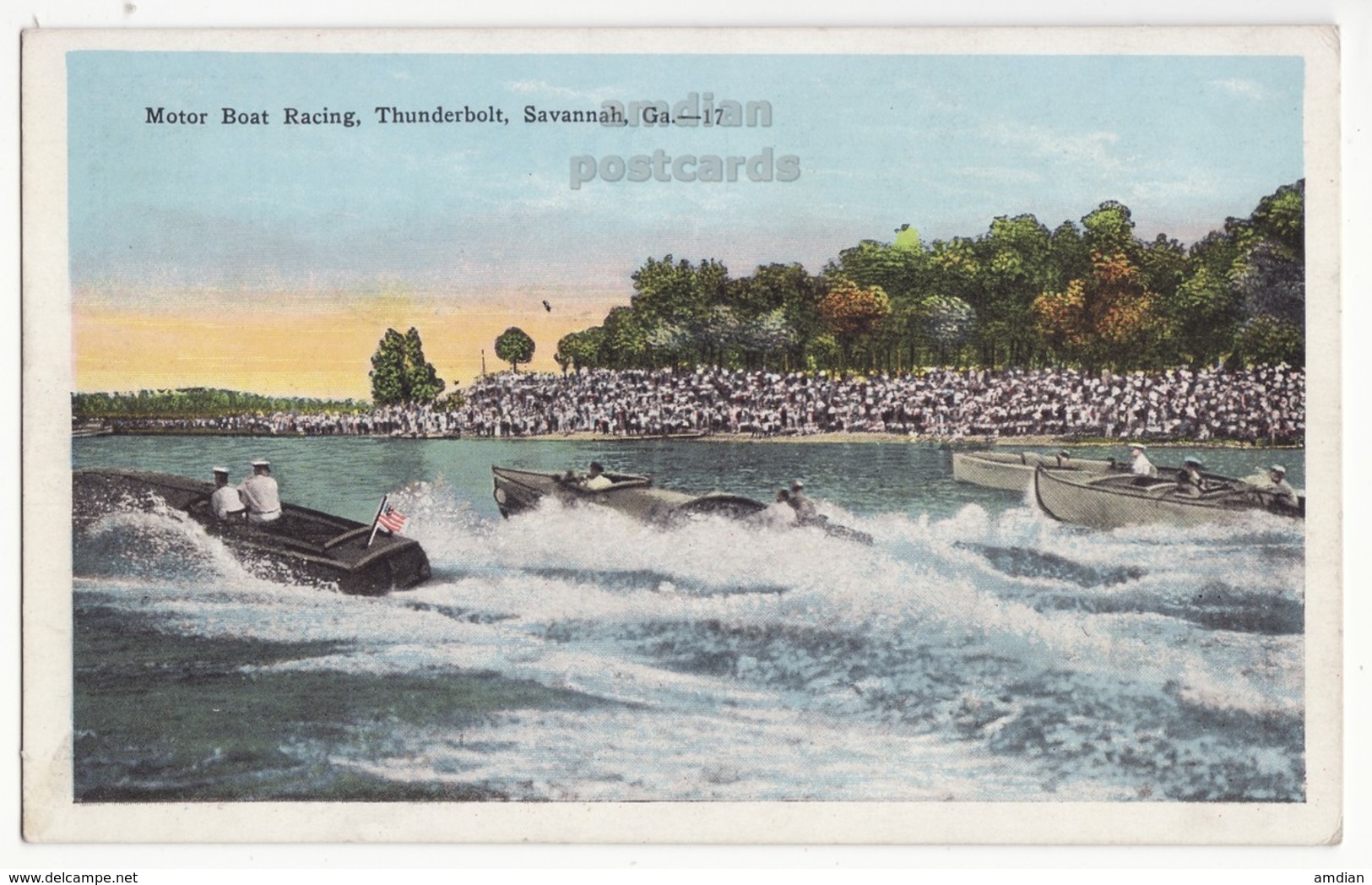 SAVANNAH GA, Thunderbolt, Boat Racing Scene,  C1920s Vintage Old Postcard - Savannah