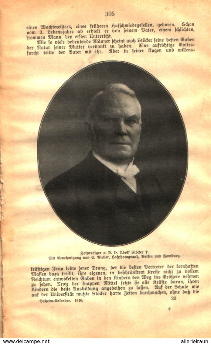 Adolf Stöcker / Artikel, Entnommen Aus Kalender / 1910 - Packages