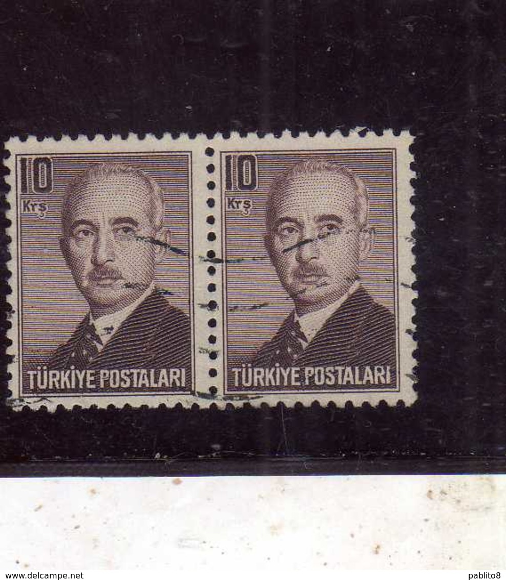 TURCHIA TURKÍA TURKEY 1948 President Lsmet Inonu PRESIDENTE 10k USATO USED OBLITERE' - Gebraucht