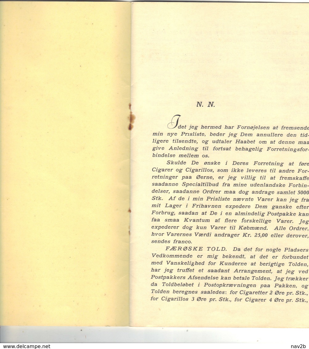 8 Pages . Tarif Tabac à Destination Des Îles Féroé .1965. ( 20x13 ). - Livres